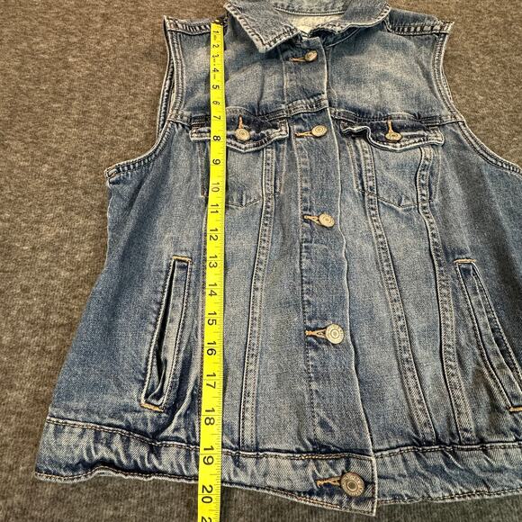 Old Navy Denim Vest Womens Medium Sleeveless 100% Cotton Button Front Vintage - Picture 8 of 12
